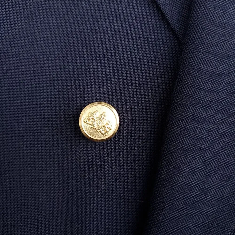 VTG Stafford Blue Wool Blend Gold Button Double Breasted Jacket Sport Coat 44L